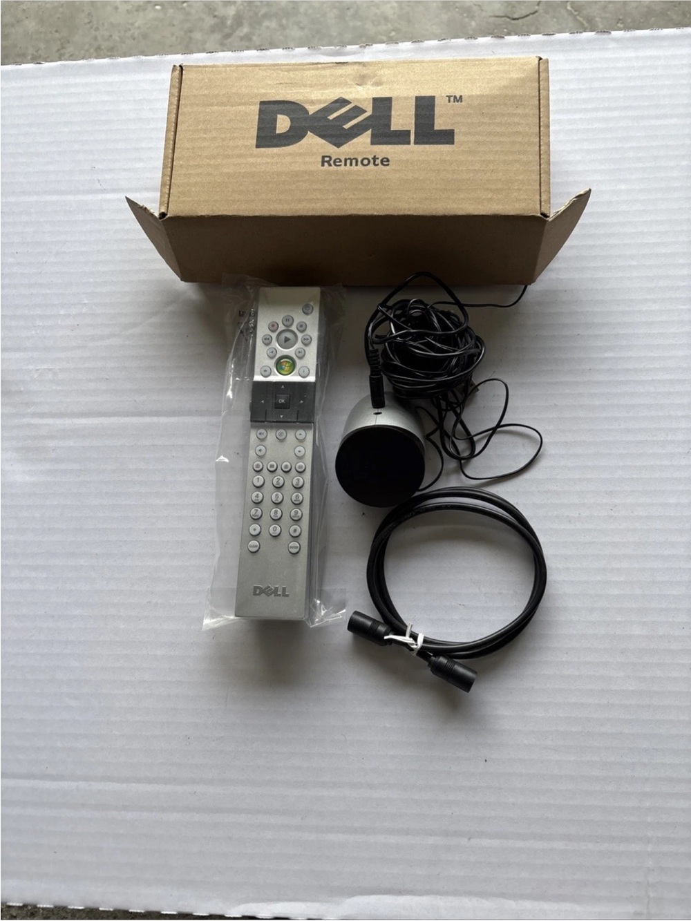 Dell Silver and Black Media Remote with Receiver and Cables